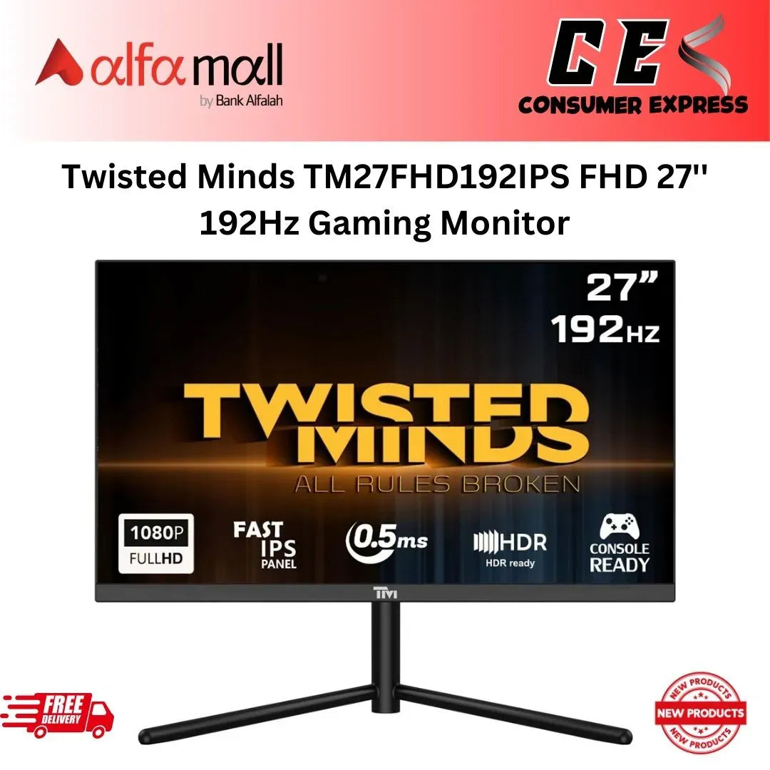 Twisted Minds TM27FHD192IPS Gaming Mitor FHD 27'' 192Hz Fast IPS, 0.5ms, HDR Ready. RGB