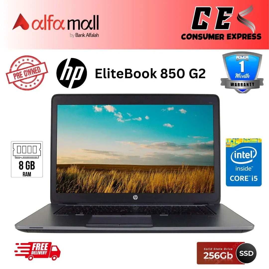 HP EliteBook 850 G2 15.6inch Laptop PC Intel Core i55300U up to 2.9GHz, 8G DDR3L, 256G SSD, VGA, DP, Windows 10 Pro 64 Bit (Preowned)