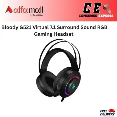 Bloody G521 Virtual 7.1 Surround Sound RGB Gaming Headset -