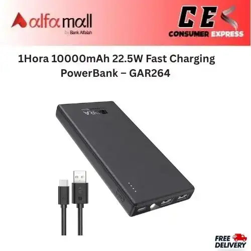 1Hora 10000mAh 22.5W Fast Charging PowerBank – GAR264 -