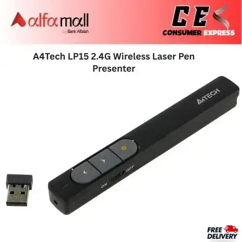A4Tech LP15 2.4G Wireless Laser Pen Presenter (Black)