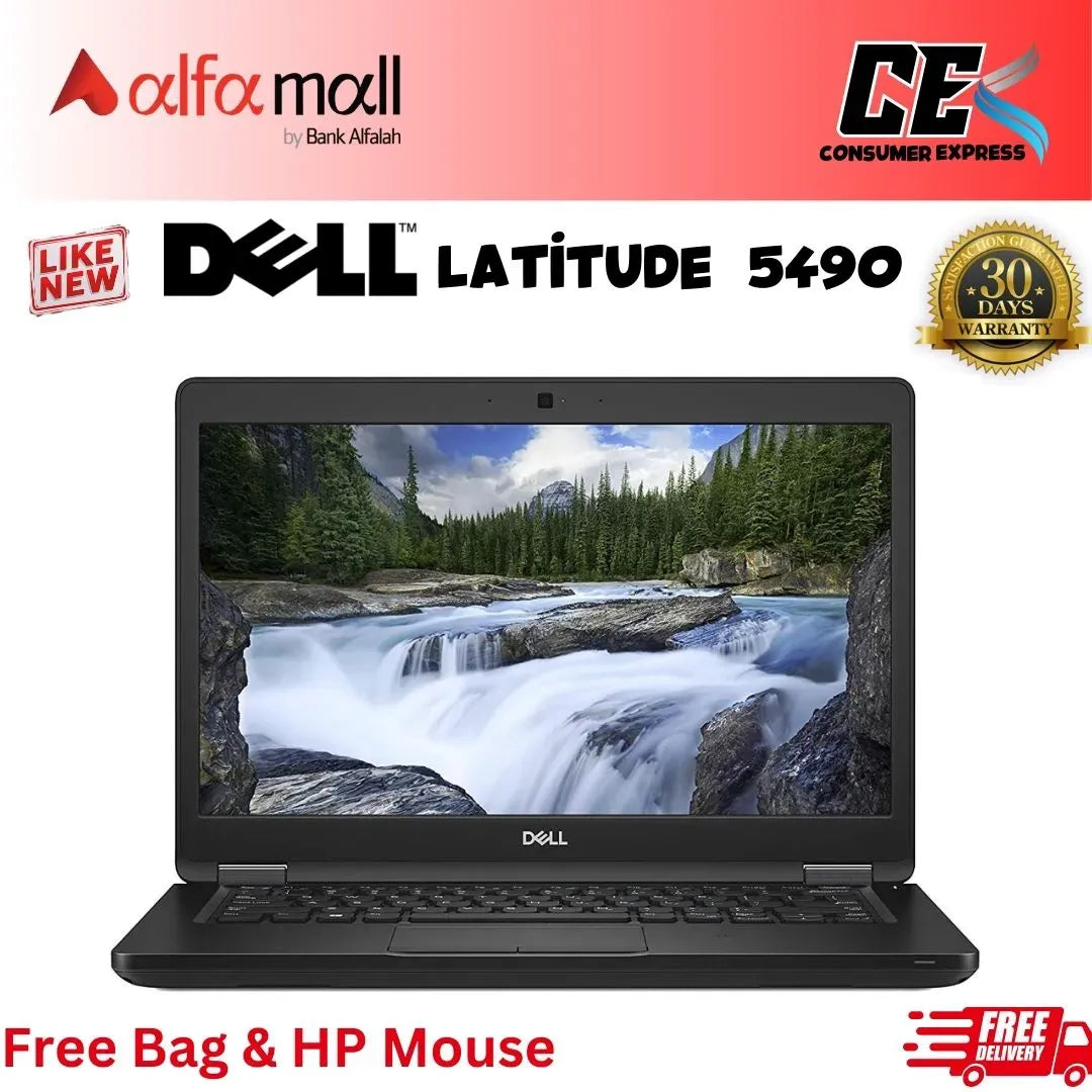 Dell Latitude 5490 ,Intel Core i7-8650U, 8GB DDR4 RAM, 256GB NVMe SSD, 14.1Inch IPS Display, Free Bag & Mouse (Like New)