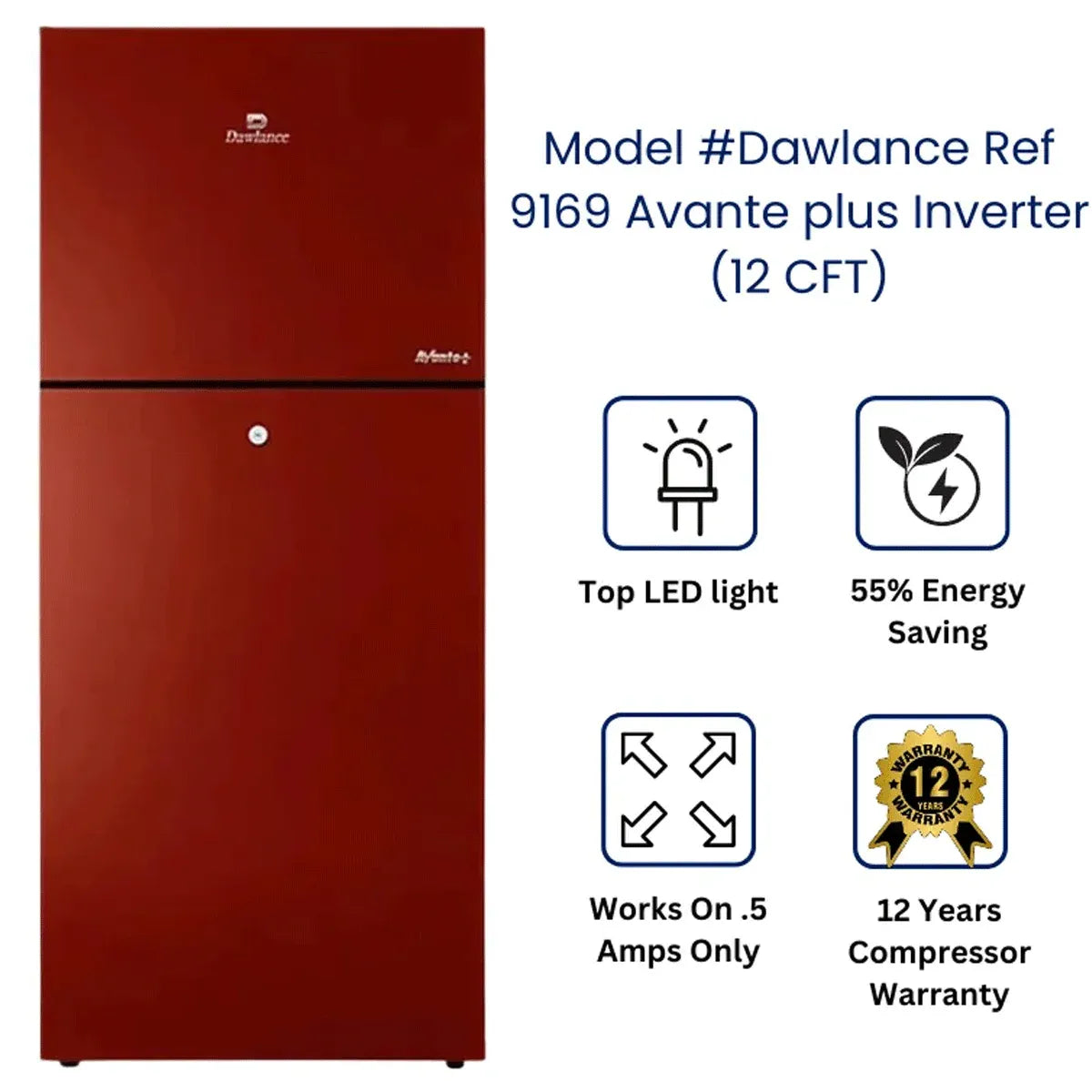 Dawlance Refrigerator 12 Cubic Feet 9169WB Avante Glass door