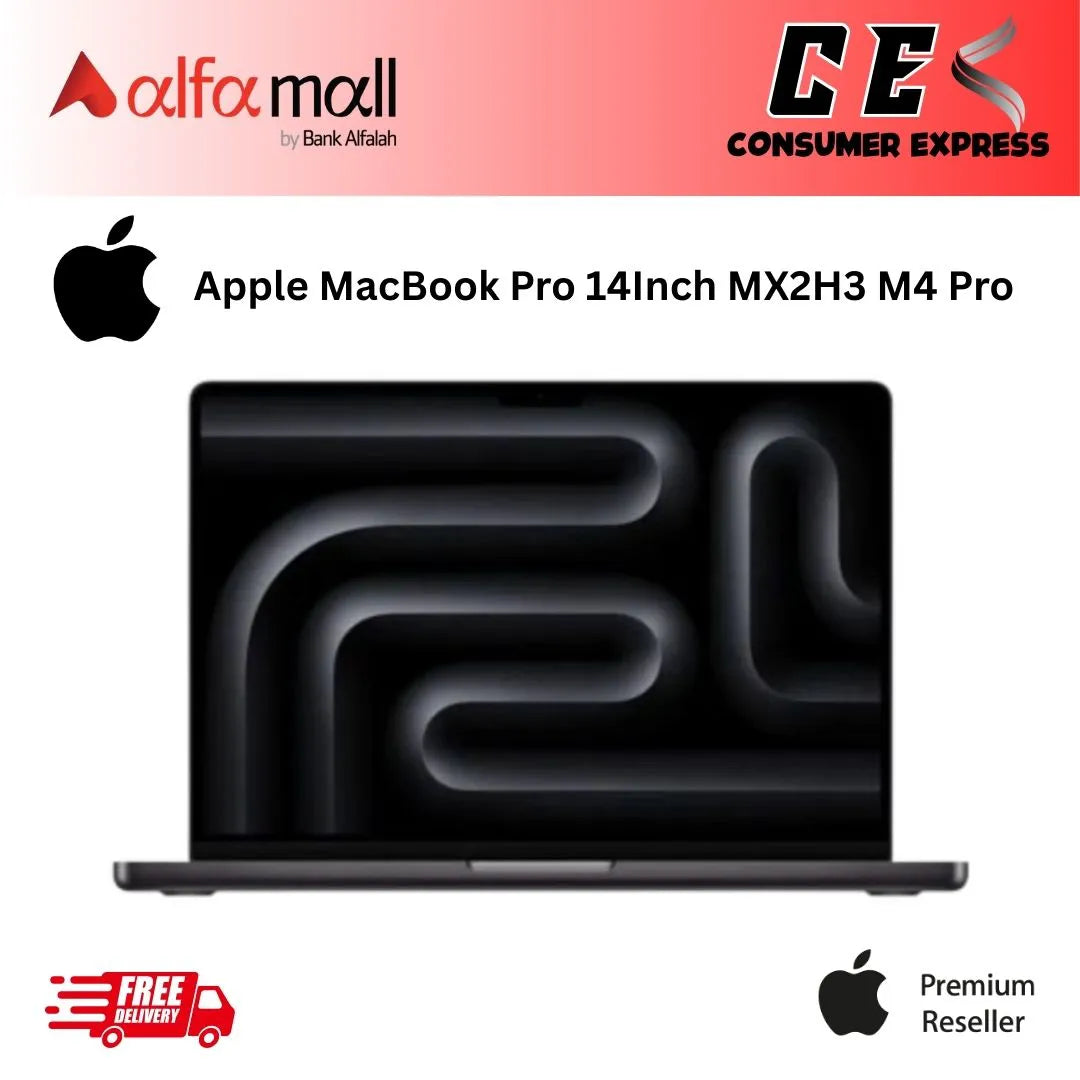 Apple Macbook Pro 14" MX2H3 Apple M4 Pro Chip, 12core CPU, 16core GPU, 24GB memory, 512GB SSD, 14 inch Liquid Retina XDR display, macOS, Space Black
