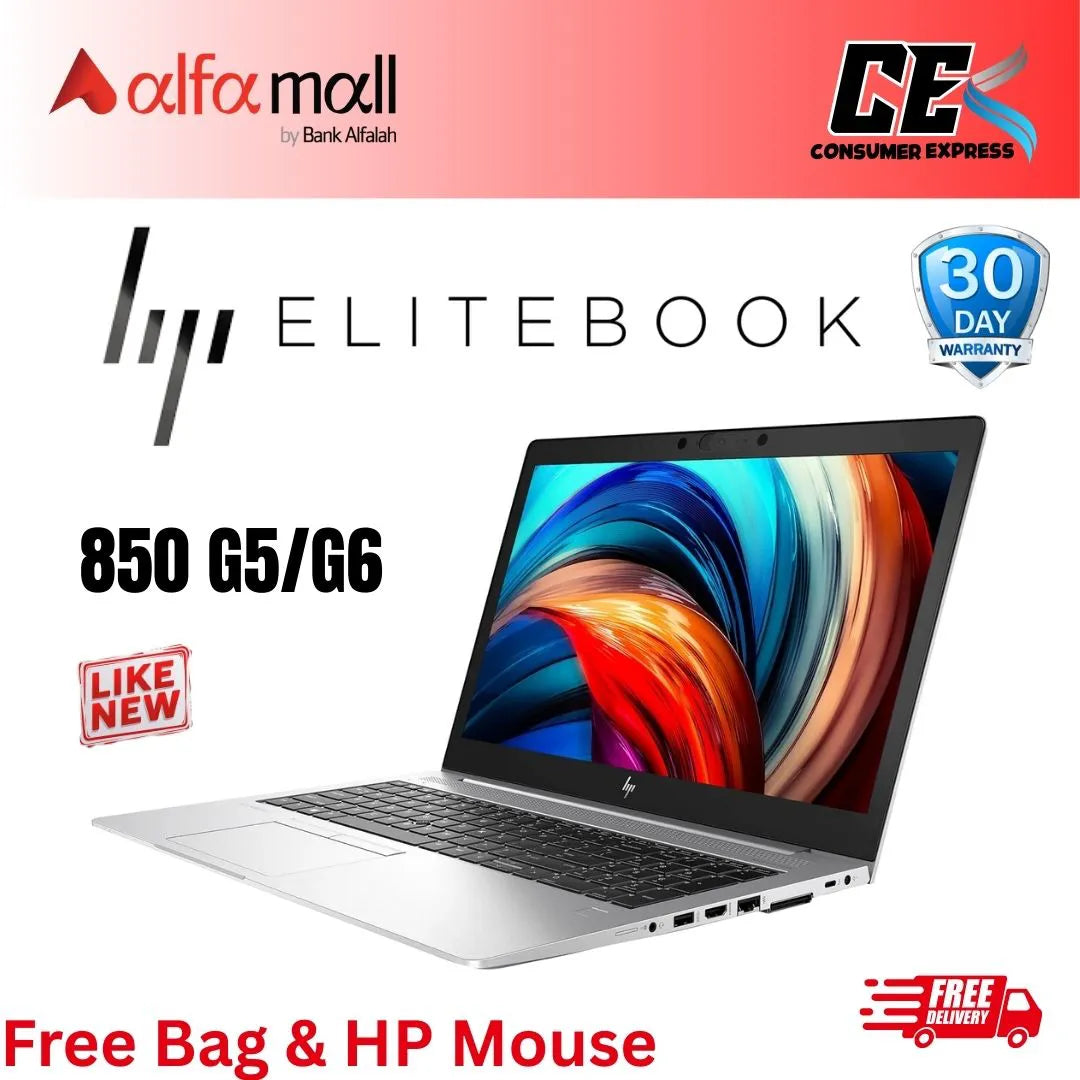 HP ELITEBOOK 850 G5/G6 , INTEL CORE i5 8TH GEN, 16GB RAM, 512GB SSD, 15.6" DISPLAY (LIKE NEW) FREE BAG & HP WIRELESS MOUSE