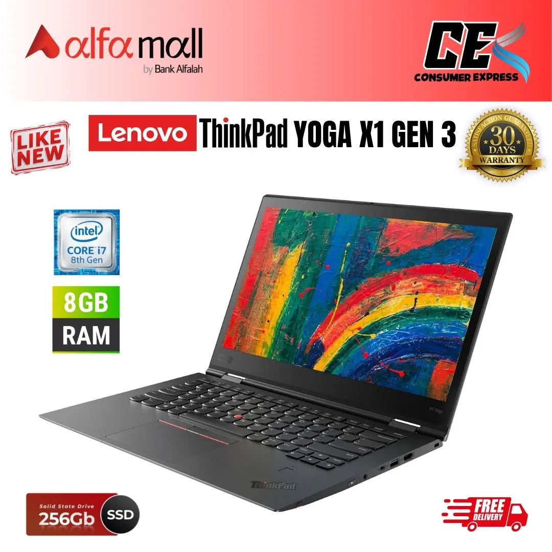 Lenovo Thinkpad YOGA X1 G3 2in1 Laptop Core i7 8th Gen 16GB Ram 512GB SSD 14 Inch Display (Like New) - Free Bag & HP Wireless Mouse