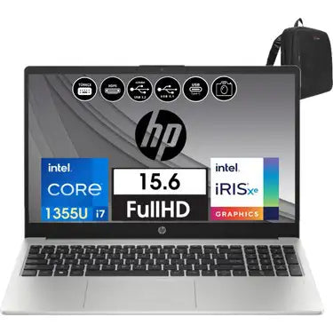 HP 250 G10 NOTEBOOK 13th Generi i7 1355U 8GB RAM 512GB SSD Intel Iris X Graphics 15.6" FHD IPS DISPLAY ENGLISH BACKLIT KEYBOARD DOS TURBO SILVER (International Warranty)