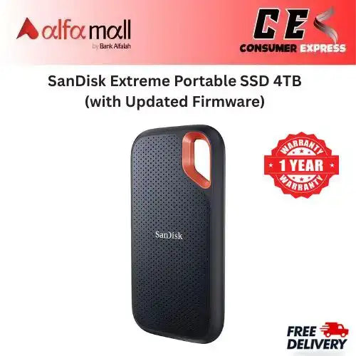 SanDisk Extreme Portable SSD 4TB (with Upded Firmware) Sequential Read Performance 1050MB/ 1 Year Warranty