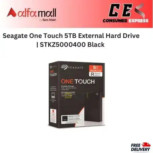 Seagate One Touch 5TB External Hard Drive | STKZ5000400 Black - With Password