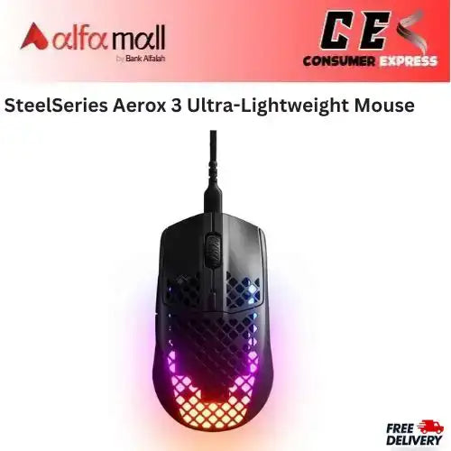 SteelSeries Aerox 3 2022 Edition Ultra Lightweight Wired Gaming Mouse - Onyx