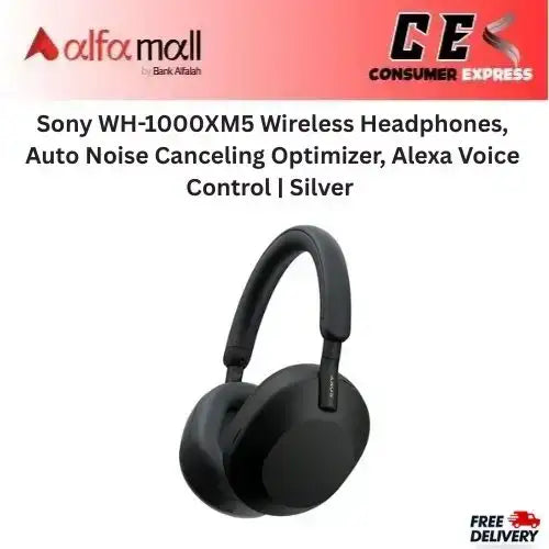 Sy WH1000XM5 Wireless Headphes, Auto Noise Canceling Optimizer, Alexa Voice Ctrol Silver