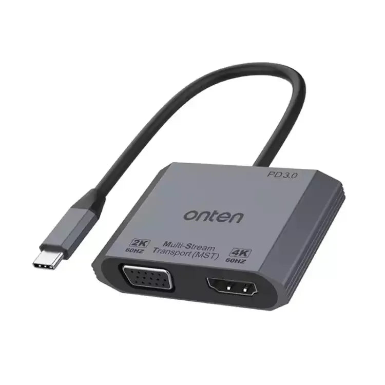 TEN OTNM205 3in1 USBC to HDMI+VGA+PD Adapter, 1080P VGA and 4K HDMI