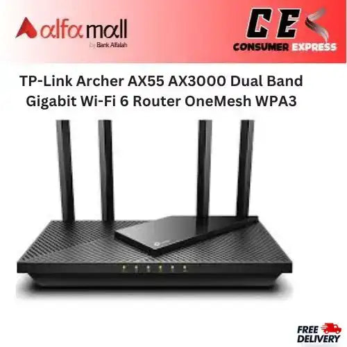 TP-Link Archer AX55 AX3000 Dual Band Gigabit Wi-Fi 6 Router OneMesh WPA3
