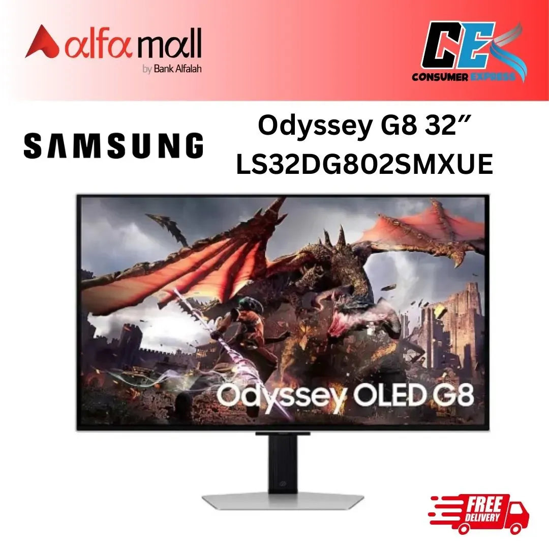 Samsung Odyssey G8 32inch LS32DG802SMXUE G80SD UHD OLED with Smart feures 240Hz Refresh Re Gaming Mitor