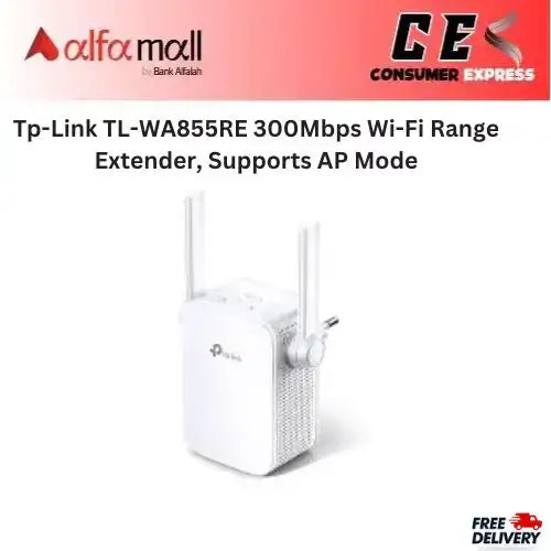 Tp-Link TL-WA855RE 300Mbps Wi-Fi Range Extender, Supports AP Mode