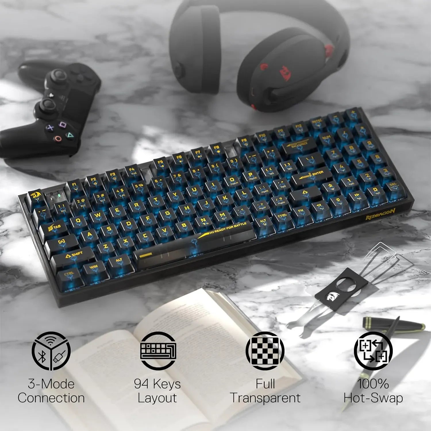 Redrag IRELIA PRO K658CTBRGBPRO Wireless Mechanical Keyboard Black