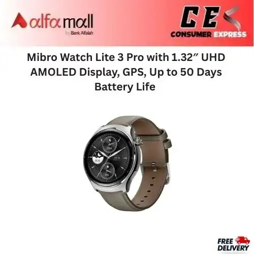 Mibro Watch Lite 3 Pro with 1.32 inch UHD AMOLED Display, GPS, Up to 50 Days Btery Life