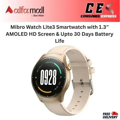 Mibro Watch Lite3 Smartwch with 1.3 inch AMOLED HD Screen & Upto 30 Days Btery Life