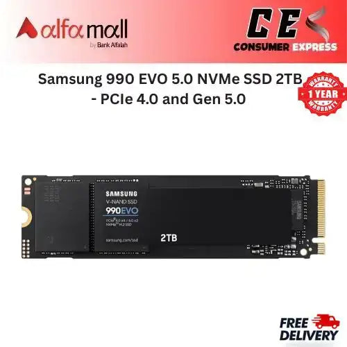 Samsung 990 EVO 5.0 NVMe SSD 2TB PCIe 4.0 and Gen 5.0 MZV9E2T0 1 Year Warranty