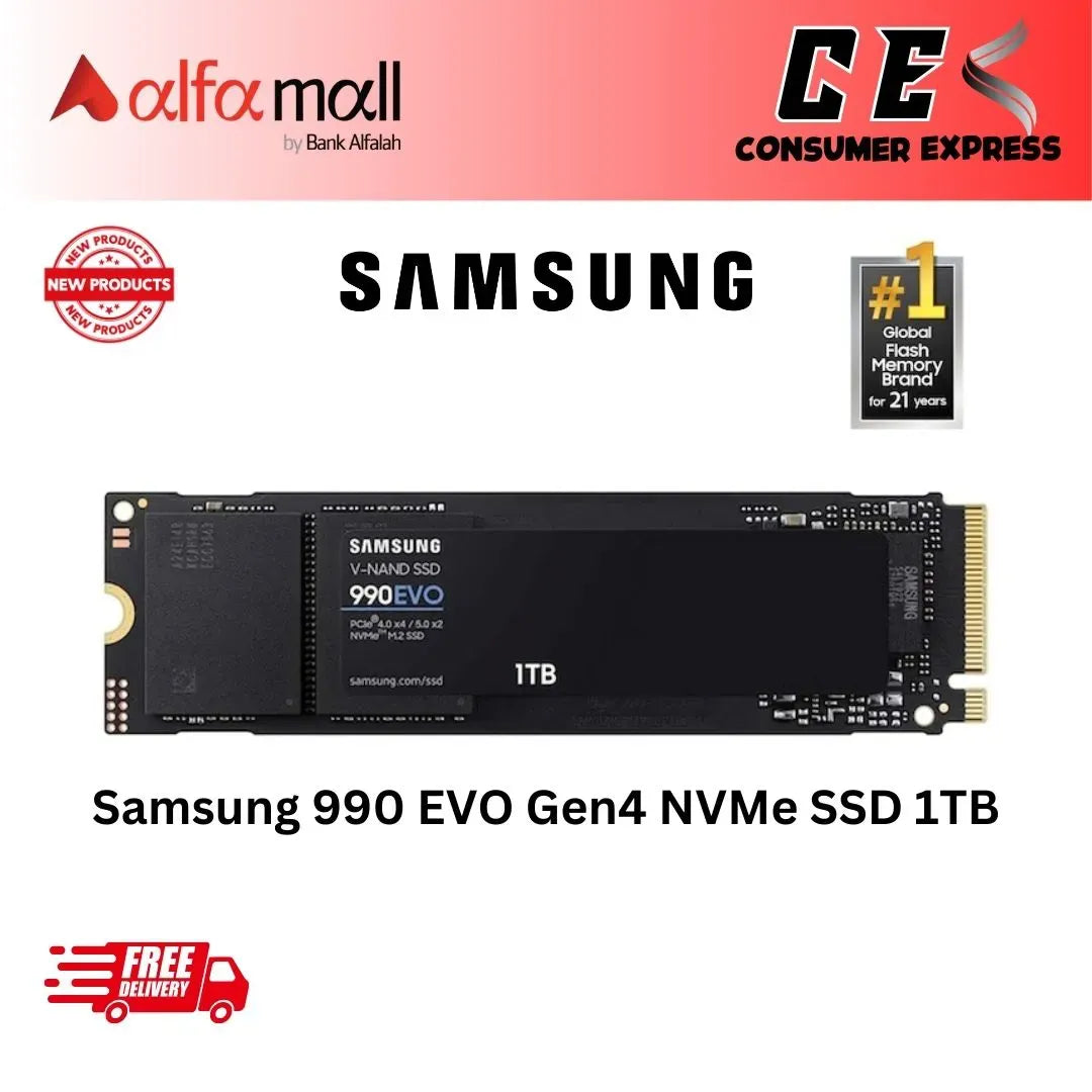 Samsung 990 EVO Gen4 NVMe SSD 1TB, up to 5,000MB/s MZV9E1T0B