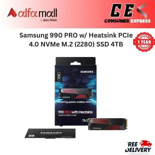 Samsung 990 PRO w/ Hesink PCIe 4.0 NVMe M.2 (2280) SSD 4TB Compible with Playsti 5