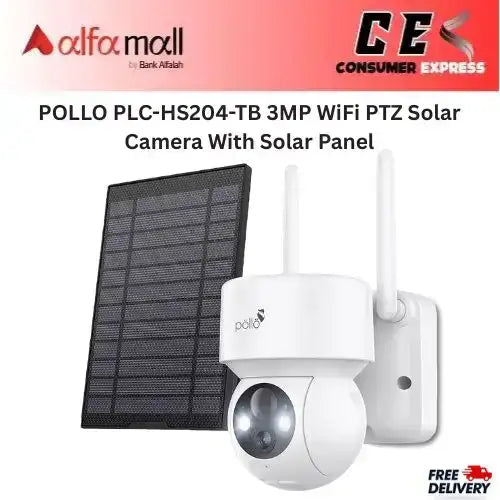 POLLO PLCHS204TB 3MP WiFi PTZ Solar Camera With Solar Panel