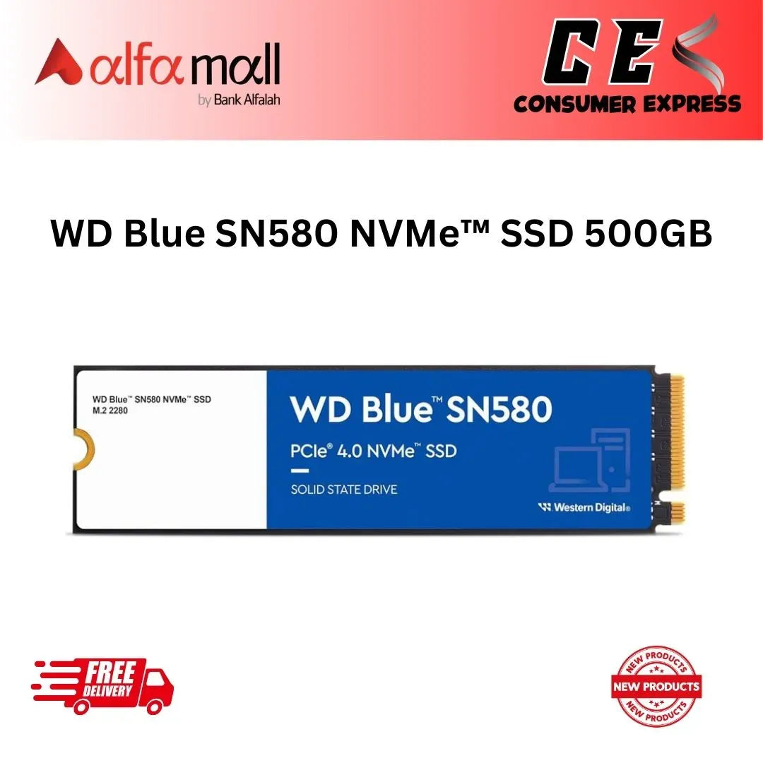 WD Blue SN580 NVMe SSD 500GB WDS500G3B0E PCIe Gen4 x4 M.2 2280