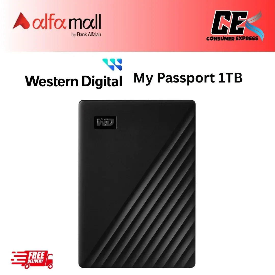 WD My Passport 1TB External USB 3.0 Portable Hard Drive Black