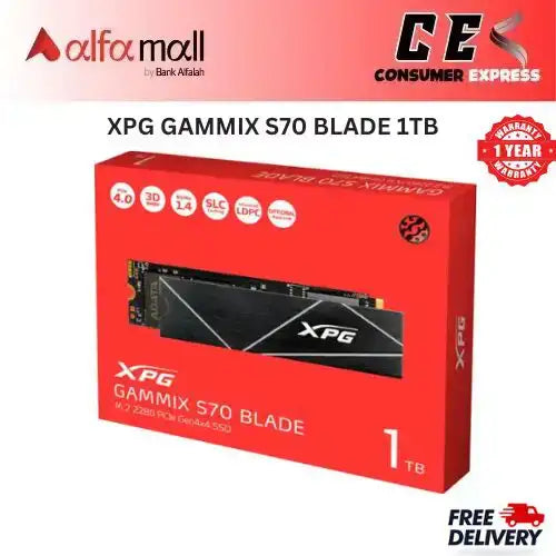 XPG GAMMIX S70 BLADE 1TB PCIe Gen4x4 M.2 2280 Solid Ste Drive SSD Works with Playsti 5 1 Year Warranty