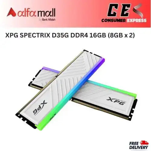 XPG SPECTRIX D35G DDR4 16GB (8GB x 2) 3600MHz RGB Desktop Memory , White