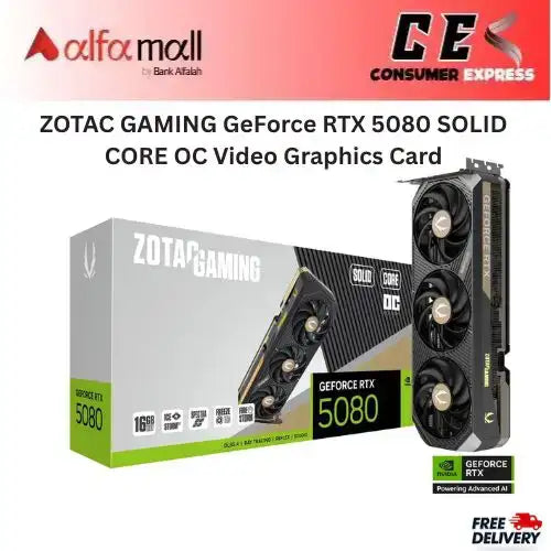 ZOTAC GAMING GeForce RTX 5080 SOLID CORE OC Video Graphics Card ZTB50800J210P 16GB GDDR7 256bit