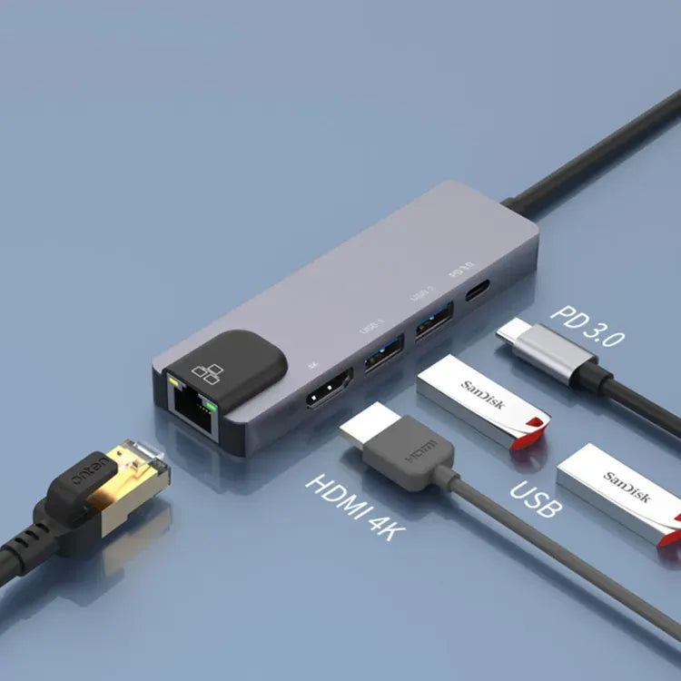 Onten OTNUC920S USBC 5in1 4K30hz, HDMI+RJ45(100M/10M) +USB3.0+USB2.0+PD