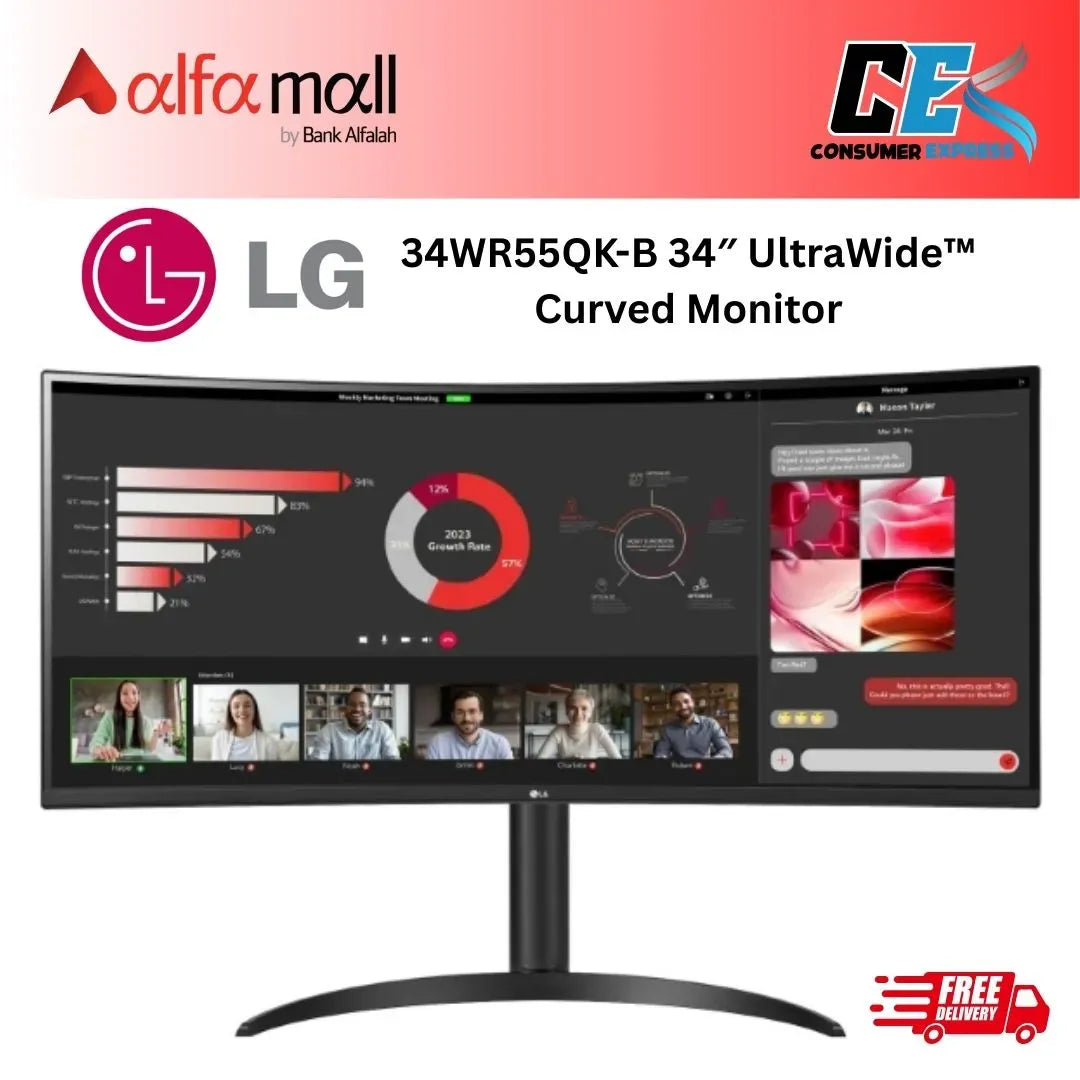 LG 34WR55QKB 34inch UltraWide Curved Mitor