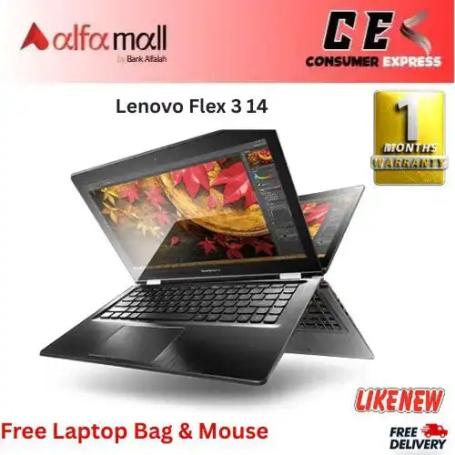 Lenovo Flex 3 14 Corei56th Gen 8 GB RAM 256 GB SSD 14€³ Display (Like New) Free Bag & Mouse