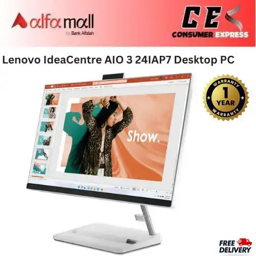 Lenovo IdeaCentre AIO 3 24IAP7 Desktop PC | Intel Core i7-13620H 8GB 512GB SSD | NVIDIA GeForce MX550 4GB GDDR6 | 23.8" FHD | 1-Year Warranty | All in One | Free Bag & Mouse -