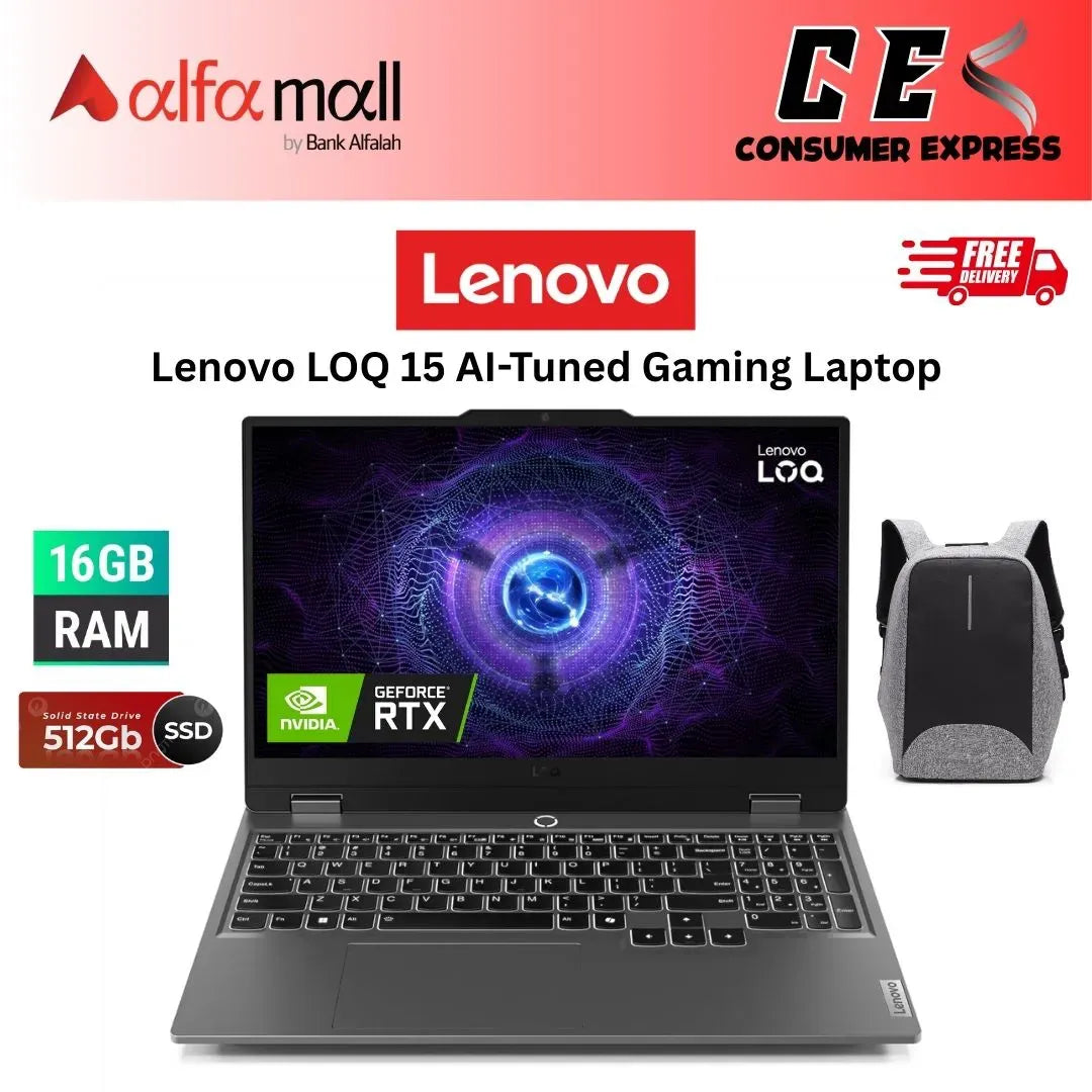Lenovo LOQ 15 AI Tuned Laptop 13th Gen Core i5 13450HX 10Core Processor 16GB 512GB SSD 6GB NVIDIA RTX3050 GDDR6 GC 15.6Inch FHD IPS AG 144Hz (Luna Grey, Lenovo Warranty, NEW)