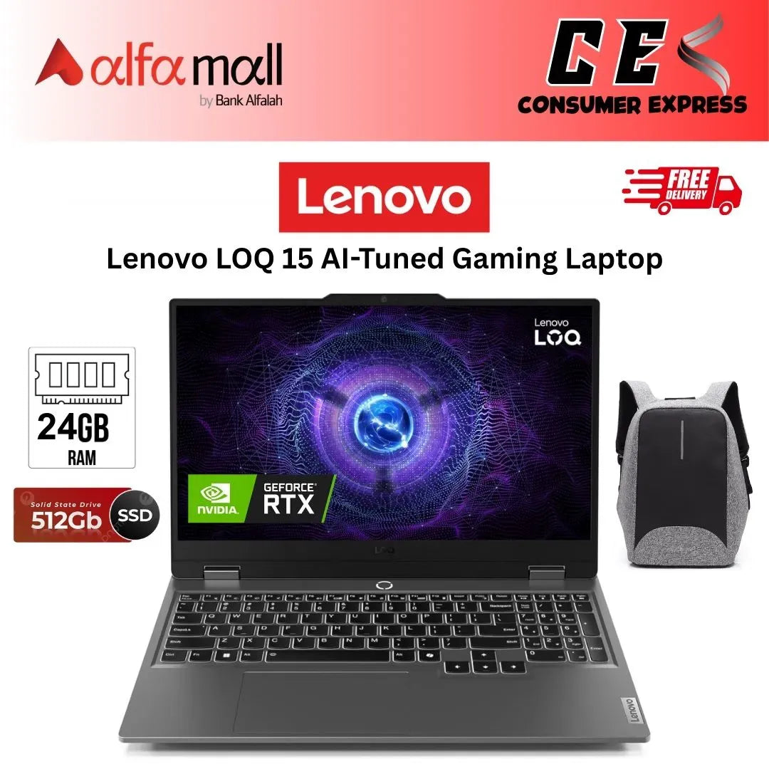 Lenovo LOQ 15IAX9 Gaming Laptop Intel Core i512450HX 24GB Memory 512GB SSD, NVIDIA GeForce RTX 4050 6GB, 15.6Inch FHD IPS 10 sRGB 144Hz GSYNC Luna Grey