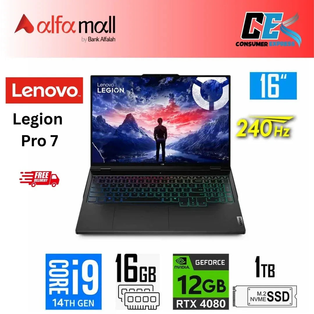 Lenovo Legi Pro 7 16IRX9H Intel Core i914900HX 14th Gen 16GB 1TB NVIDIA GeForce RTX 4080 16" WQXGA 240Hz Display Win11 (1YR Warranty)