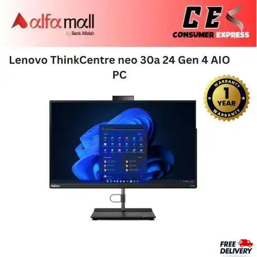 Lenovo ThinkCentre neo 30a 24 Gen 4 AIO PC - Intel Core i5-13420H 8GB DDR4 512GB SSD 23.8" FHD IPS Touchscreen 12JY002KGP 1-Year Warranty | All in One | Free Mouse -
