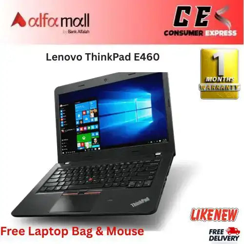 Lenovo ThinkPad E460 Corei36th Gen 8 GB RAM 256 GB SSD 14€³ Display (Like New) Free Bag & Mouse