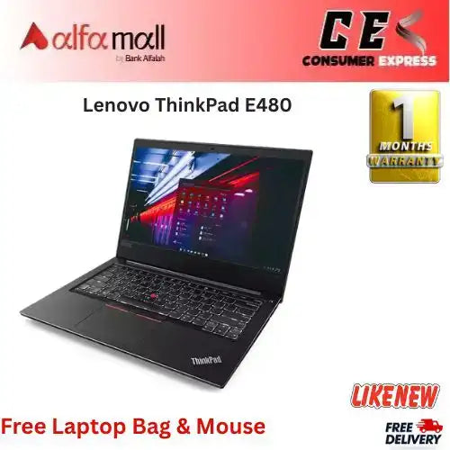Lenovo ThinkPad E480 Corei57th Gen 8 GB RAM 256 GB SSD 14€³ Display (Like New) Free Bag & Mouse