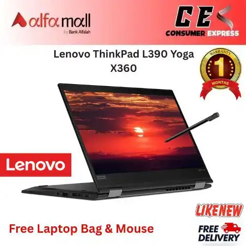 Lenovo ThinkPad L390 Yoga X360 Touch Screen Business Laptop Intel Core i58365U, 16GB Ram DDR4, 512GB SSD, 13.3" FHD Display, Webcam (Like New) Free Bag & Mouse