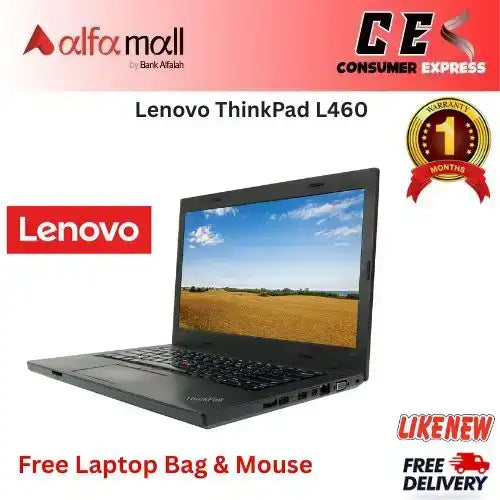 Lenovo ThinkPad L460 Laptop Intel Core i5-6300 (6th Gen) 8GB RAM 256GB SSD Cam Charger 14 Inch Display (Like New) Free Bag & HP Wireless Mouse (0% Markup Upto 6 Months)