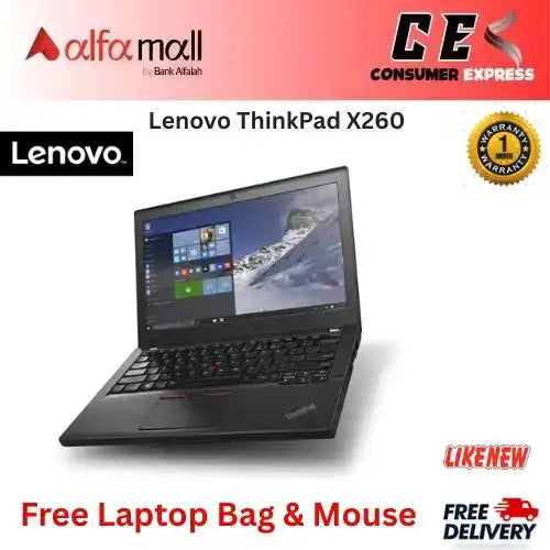 Lenovo ThinkPad X260 Intel® Core i76th Gen, 16GB DDR4, 256GB SSD, 12.5Inch IPS Display, Webcam, Wifi Free Bag and Mouse (Like New)