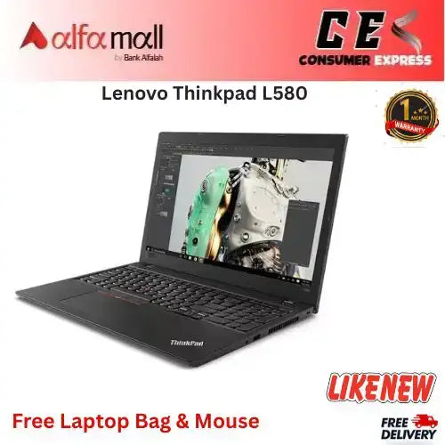 Lenovo Thinkpad L580 Laptop Core i5 8th Generi 16GB Ram 256GB SSD 15.6 Inch Display (Like New) Free Bag & Mouse