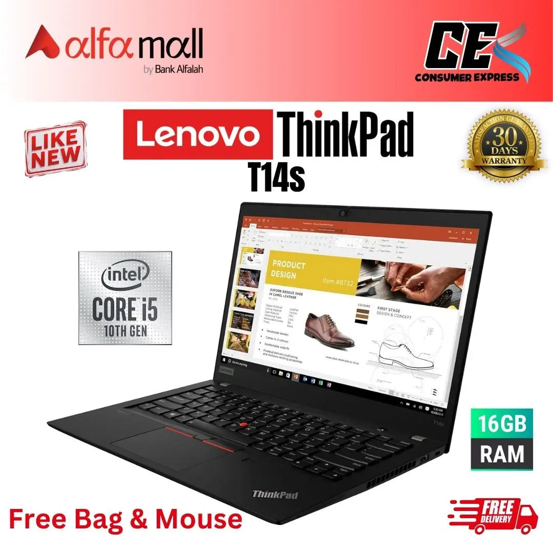 Lenovo Thinkpad T14s Laptop Core i5 10th Generi 16GB Ram 512GB SSD 14 Inch (Like New) Free Bag & Mouse