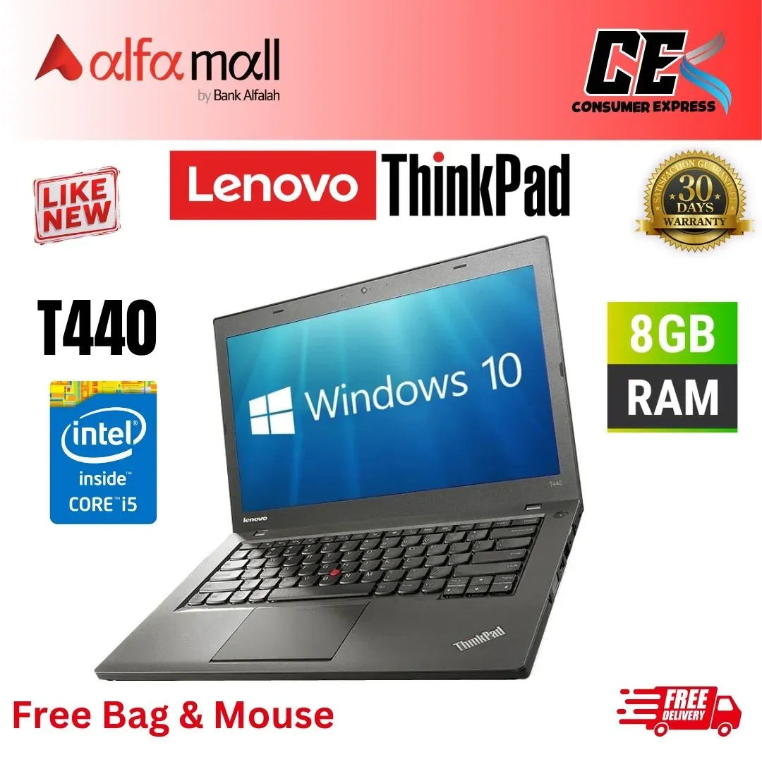 Lenovo Thinkpad T440 Core i5 4th Gen 8GB RAM 240GB SSD 14 Inch Display Dual Btery (Like New)