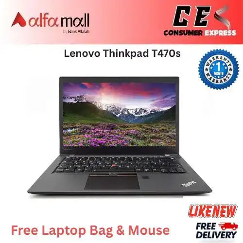 Lenovo Thinkpad T470s Laptop Core i7 7th Generi 8GB Ram 512GB SSD 14 Inch FHD Display (Like New) Free Bag & Mouse