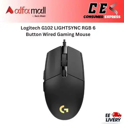 Logitech G102 LIGHTSYNC RGB 6 Butt Wired Gaming Mouse