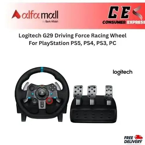Logitech G29 Driving Force Racing Wheel For PlaySti PS5, PS4, PS3, PC